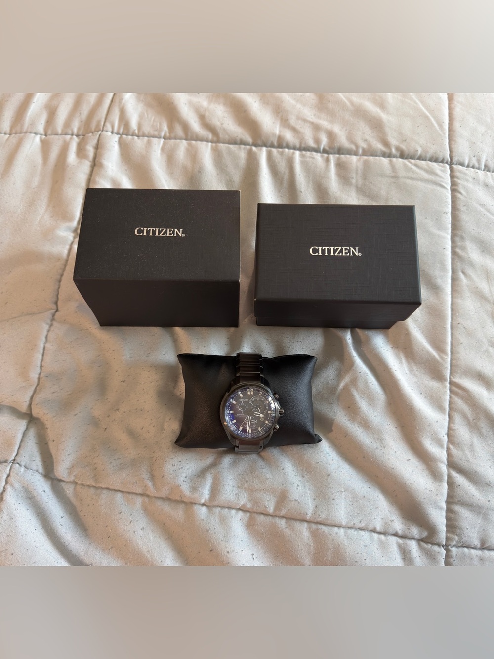 Citizen Eco-Drive Sport Chronograph BL5607-54L Gray Stainless Steel Blue Watch